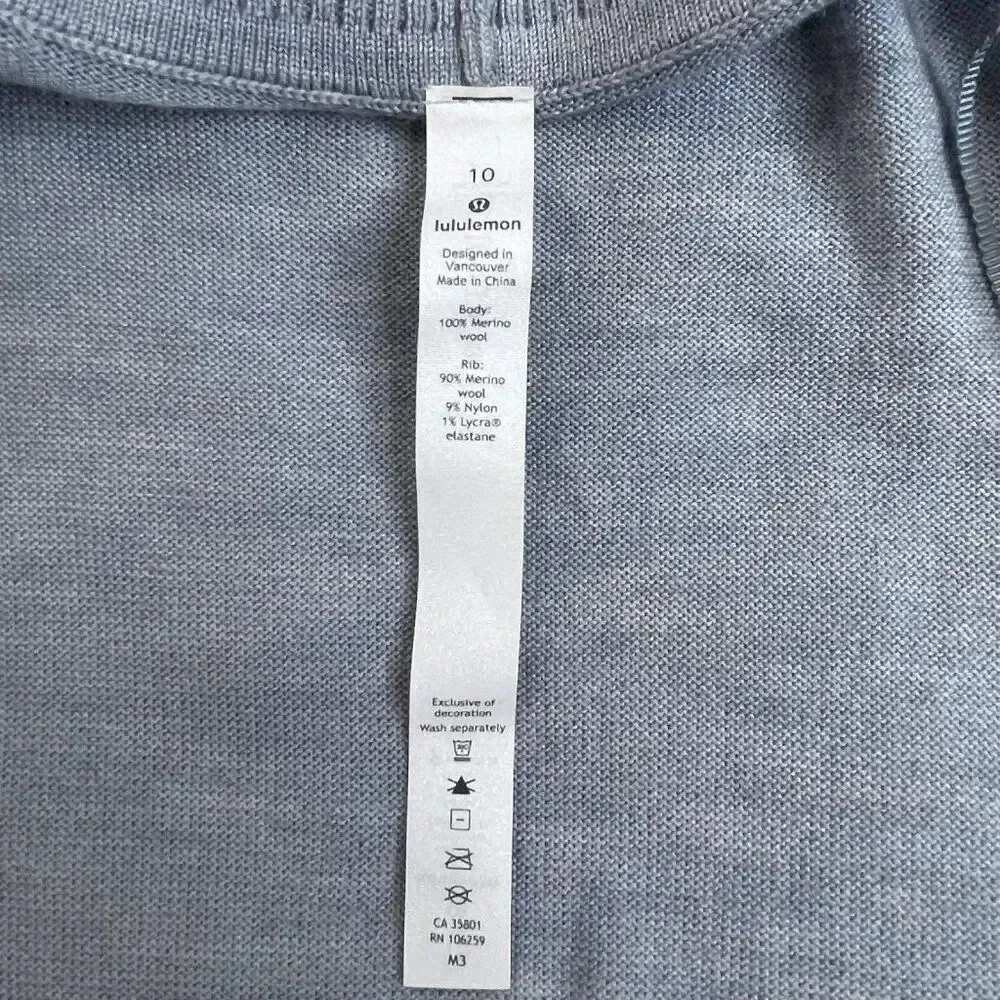 Lululemon Sit In Lotus Merino Wool Cardigan Sweater Heather Starlight Blue